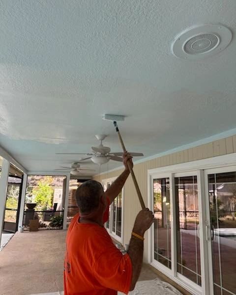 Painting a screened patio ceiling